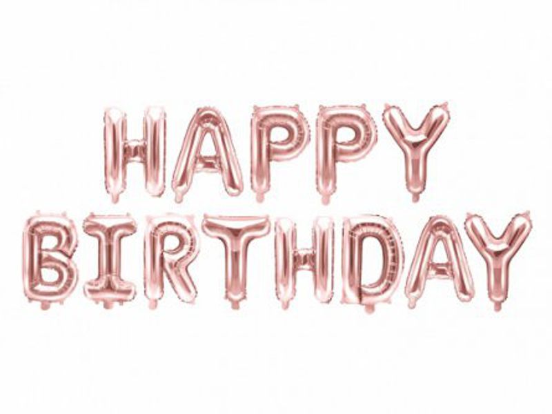 Folieballong - Happy Birthday - Roséguld