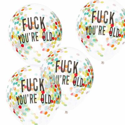 Konfettiballonger "Fuck You're Old" 5-Pack