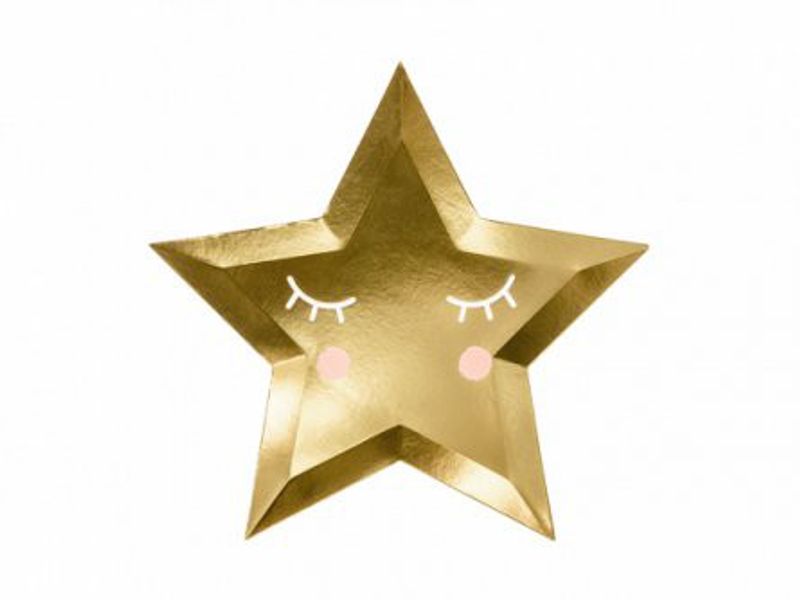 Papptallrikar - Little Star - Guld