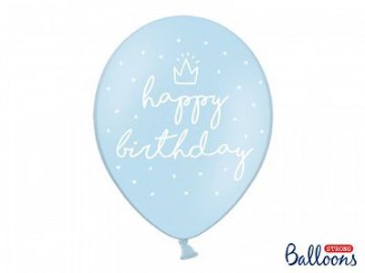 Ballonger - Happy Birthday - Ljusblå - 50pack