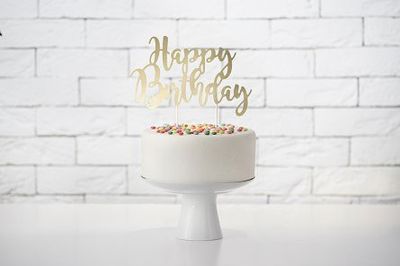 Cake Topper - Happy Birthday - Guldmetallic