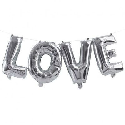 Folieballong - Love - Silvermetallic**