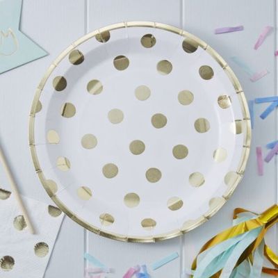 Papptallrikar - Golden Dots