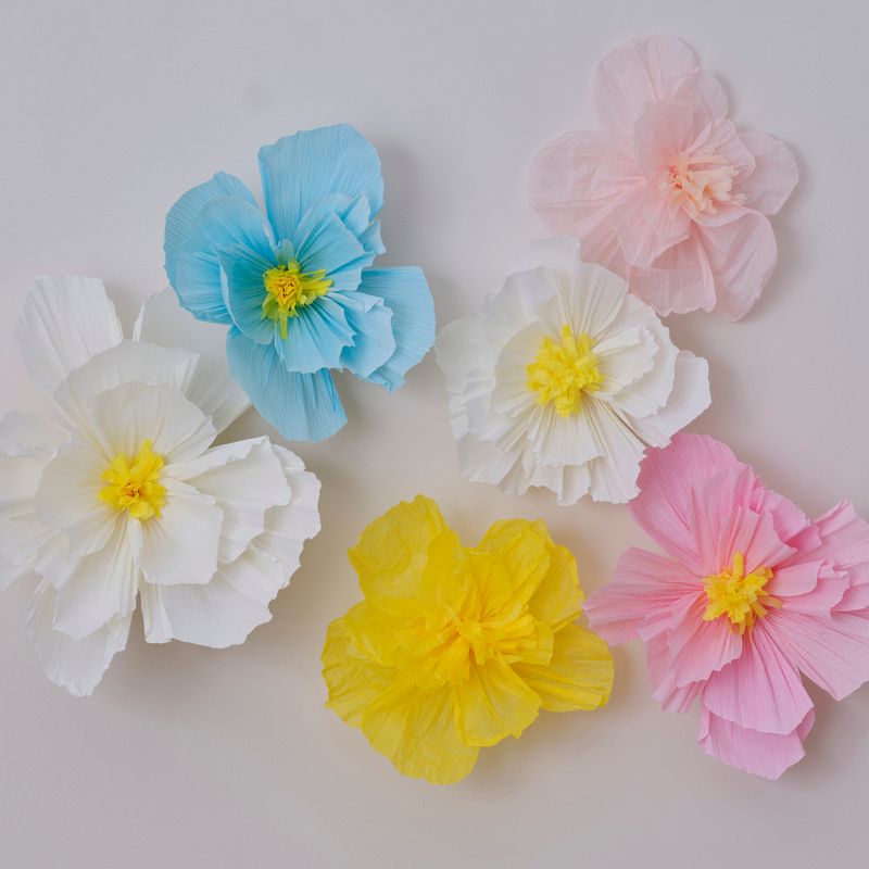 Tissue paper flower dekoration DIY 6 st
