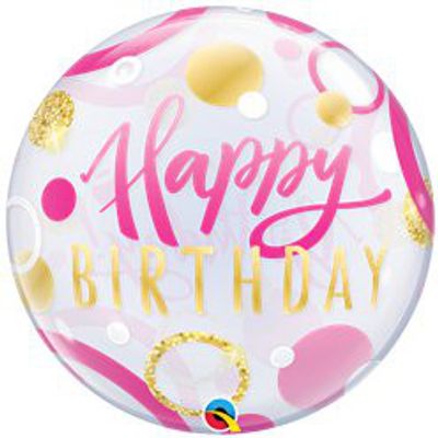 Folieballong - Rund - Birthday Pink