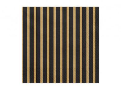 Servetter - Stripes - Svart/Guld