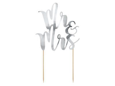 Cake Topper - Mr & Mrs - Silver