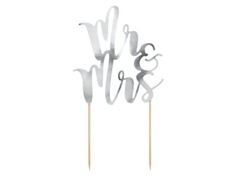 Cake Topper - Mr & Mrs - Silver
