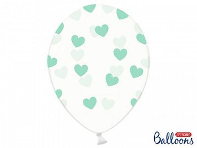 Ballonger - Clear - Mint hjärtan - 50-pack**