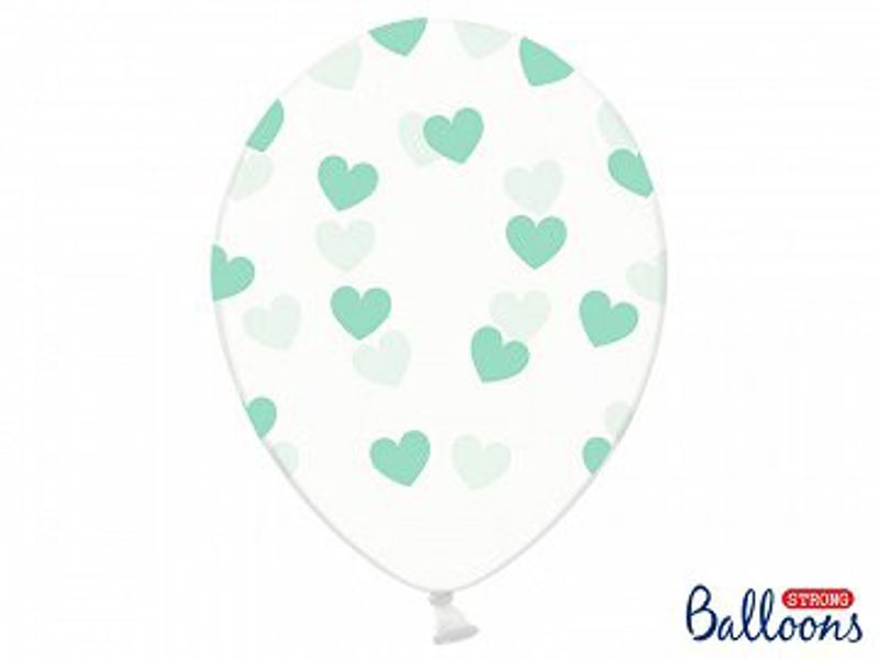 Ballonger - Clear - Mint hjärtan - 50-pack**
