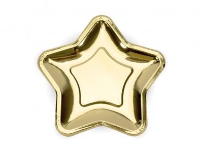 Papptallrik - Stjärna - Guld