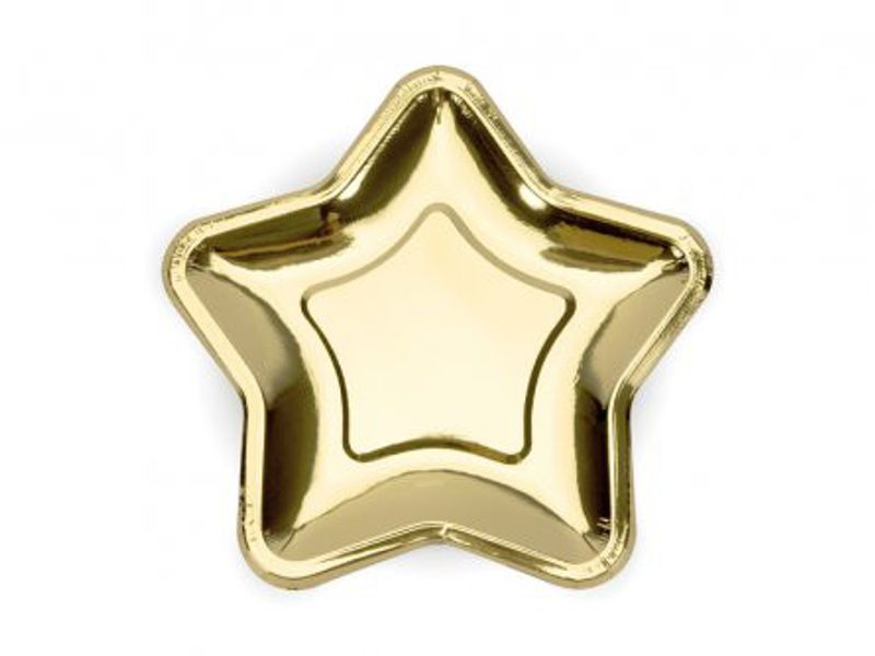 Papptallrik - Stjärna - Guld