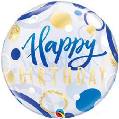 Folieballong - Rund - Birthday Blue
