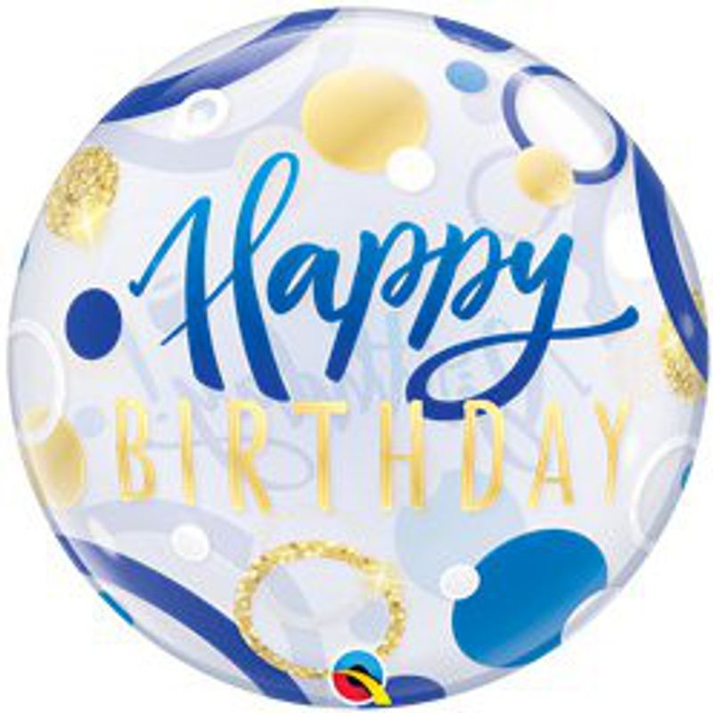 Folieballong - Rund - Birthday Blue