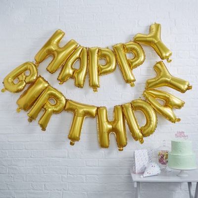 Folieballong - Happy Birthday - Guld