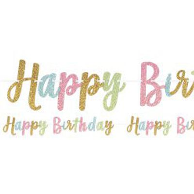 Girlang - Happy Birthday - Pastell/Glitter
