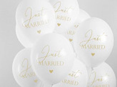 Ballonger - Just Married - Vit/Guld