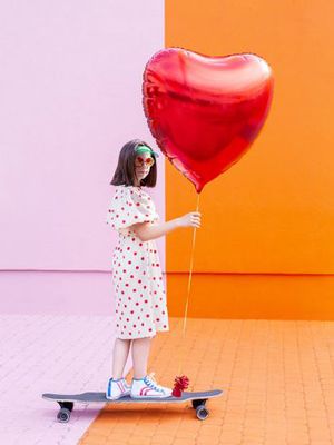 Folieballong - Hjärta - Röd