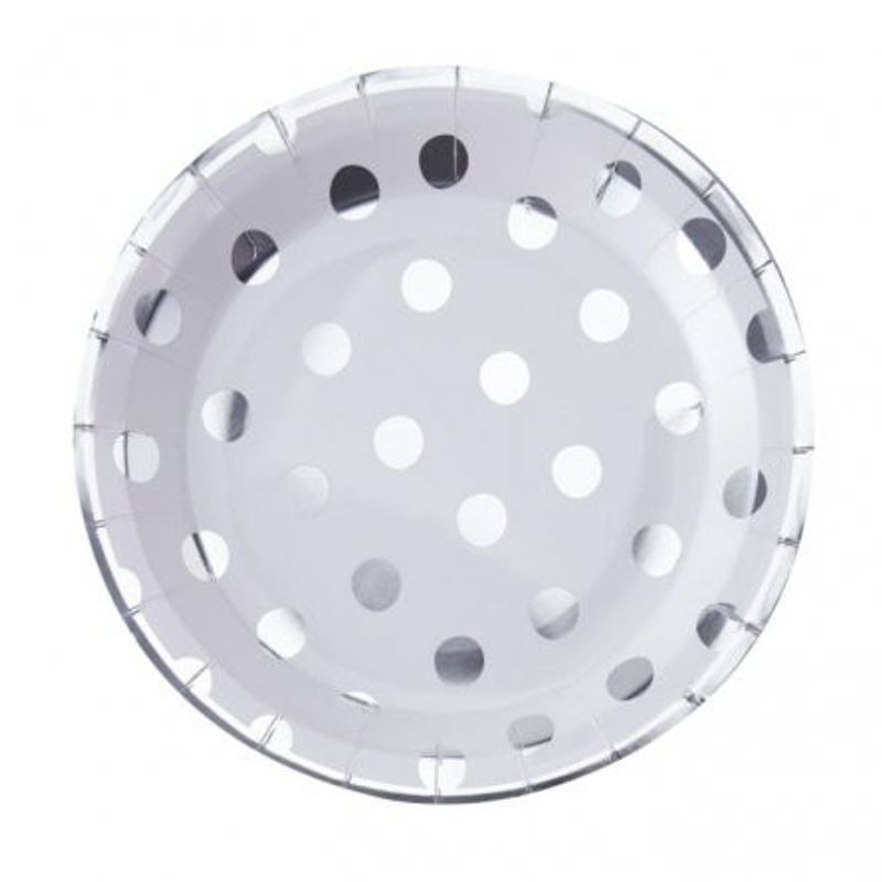 Papptallrikar - Silver Dots