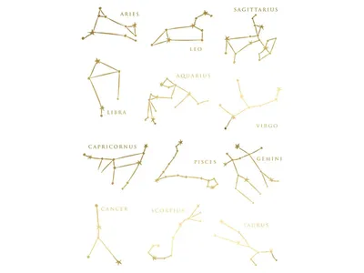 Temporary tattoos Zodiac signs, gold