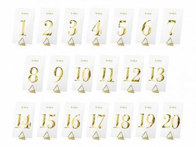 Bordsnumrering - 1-20 - Clear/Guld