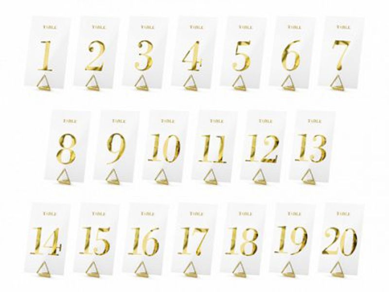 Bordsnumrering - 1-20 - Clear/Guld