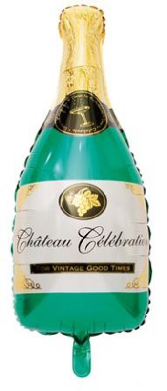 Folieballong - Champagneflaska - Grön 