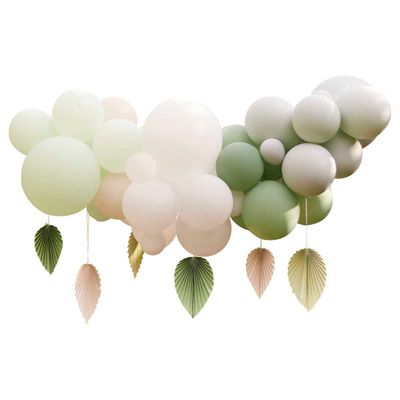 Ballongkit Salvia/Vit med pappersfjädrar