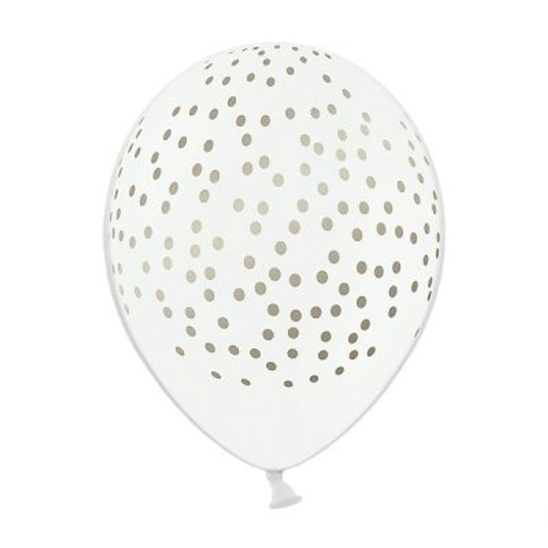 Ballonger - Dots - Vit/Guld- 50pack**