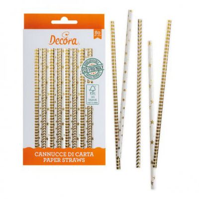 Sugrör - Stars & Stripes - Guld - ECO - 80-pack