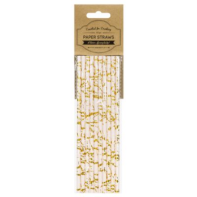 Sugrör Papper 10st Guld/Rosa