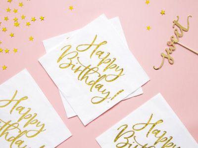Servetter - Happy Birthday - Guldmetallic