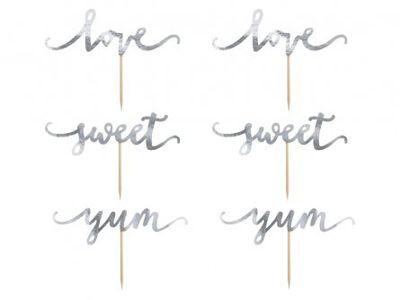 Cupcake Toppers - Love Sweet Yum - Silver