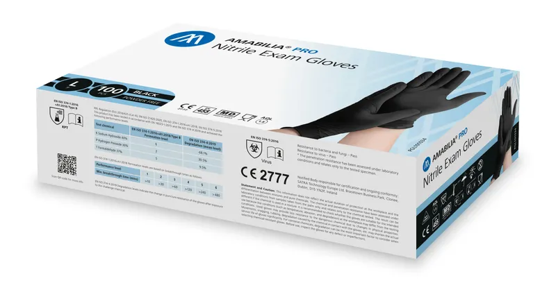 Nitrile Exam Glove Black L 100 pcs