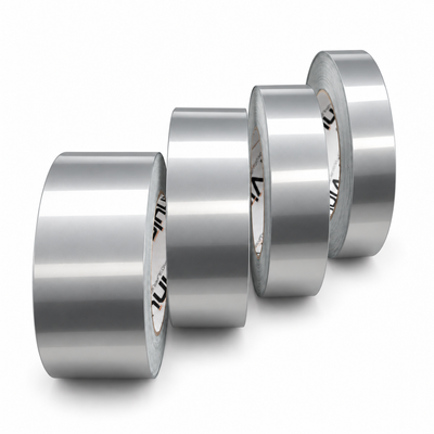 Fyra högblanka silvervinylrullar-1