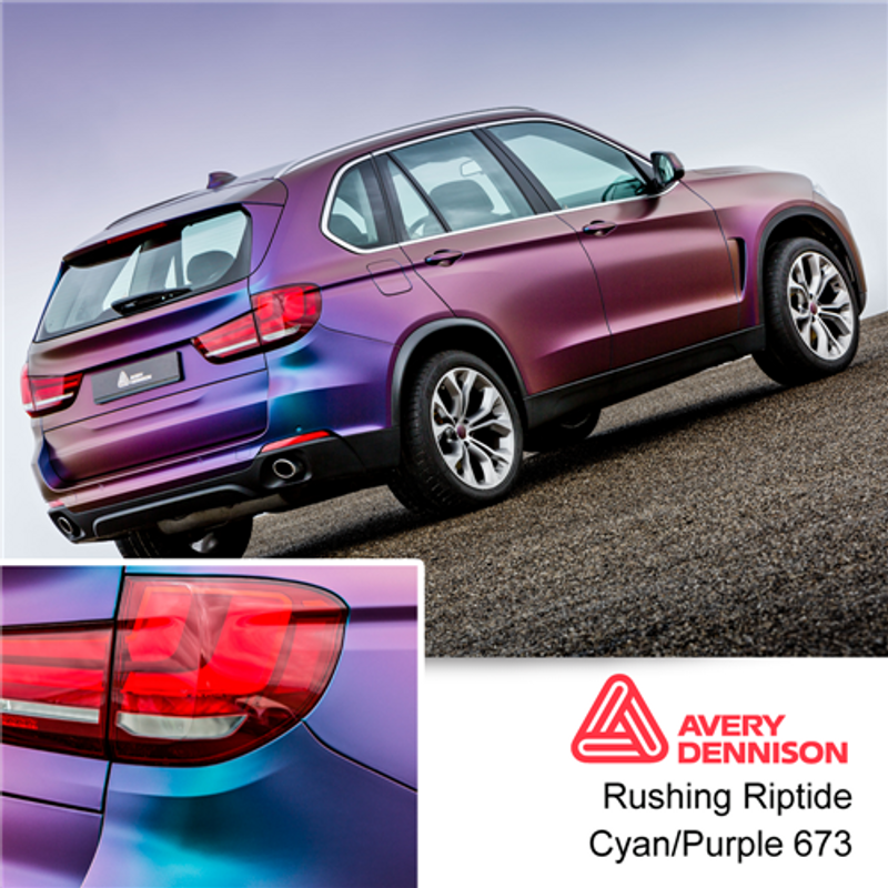 Avery Satin Rushing Riptide Cyan & Purple