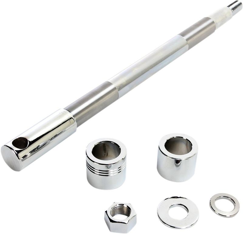 Hjulaxelsats fram Drag Specialties krom fram Softail 00-06, Dyna 04-05