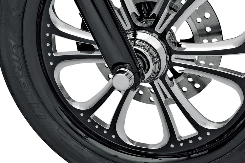 Täckkåpor hjulaxel fram Drag Specialties krom Touring 00-07, Dyna 00-07