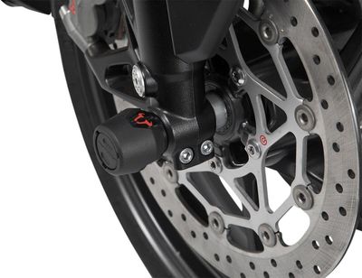 Kraschpuckar hjulaxel fram SW-Motech svart Triumph 12-upp, Honda 17-24, Yamaha 15-16