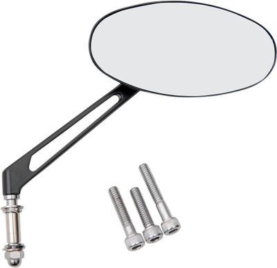 Mirror Ness Stealth Ii Oval W/ 6" Stem Blue Reflector Black