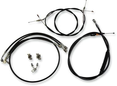 Bromsslangsats styrvajer LA Choppers Standard 12-14 svart vinyl flätad stål Softail 16-17