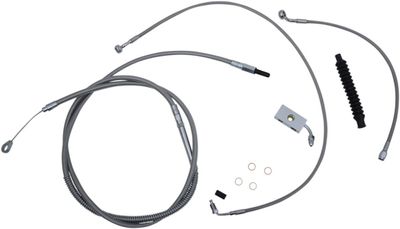 Bromsslangsats styrvajer LA Choppers ST18+ABS C12-14 rostfri flätad Softail 18-22