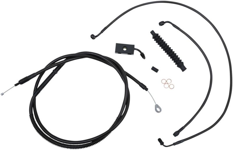 Bromsslangsats styrvajer LA Choppers Midnight ST18+ABS M12-14 flätad Softail 18-22
