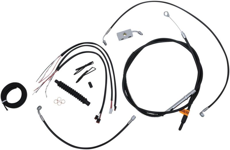 Bromsslangsats styrvajer LA Choppers svart vinyl flätad Softail 18-22 LA-8152KT2-16B