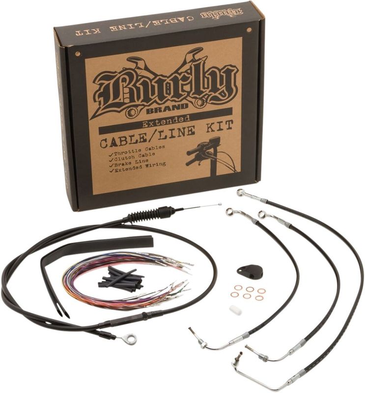 Vajer- och slangsats styrvajer Burly Brand 13 svart vinyl Touring 17-20
