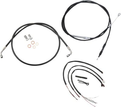 Bromsslangsats styrvajer LA Choppers SFTL18+ CB12-14 svart vinyl flätad Softail 18-22