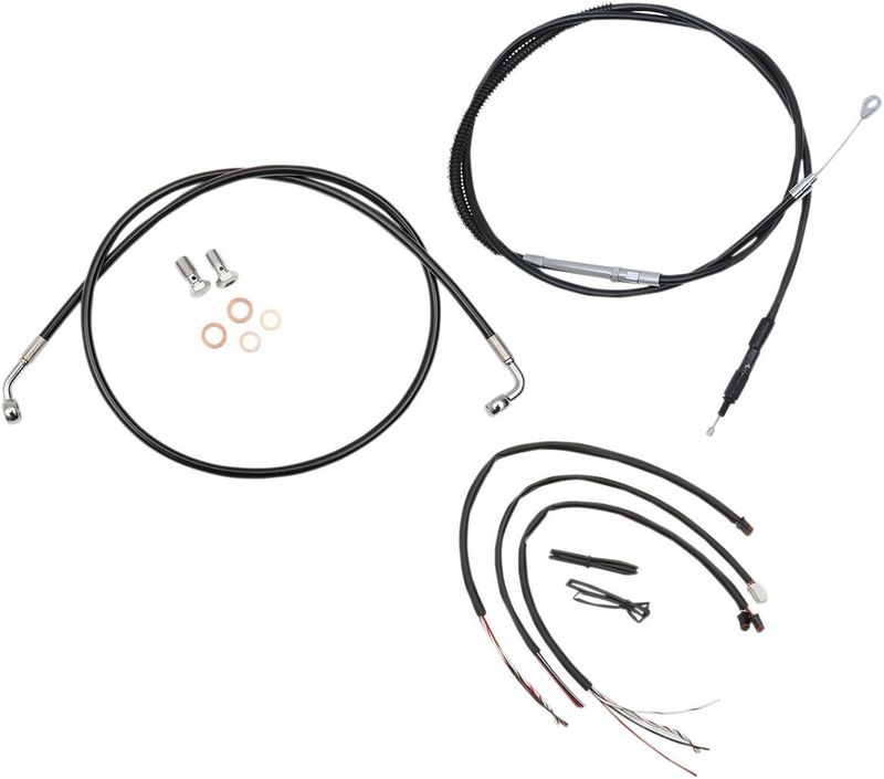 Bromsslangsats styrvajer LA Choppers SFTL18+ CB15-17 svart vinyl flätad