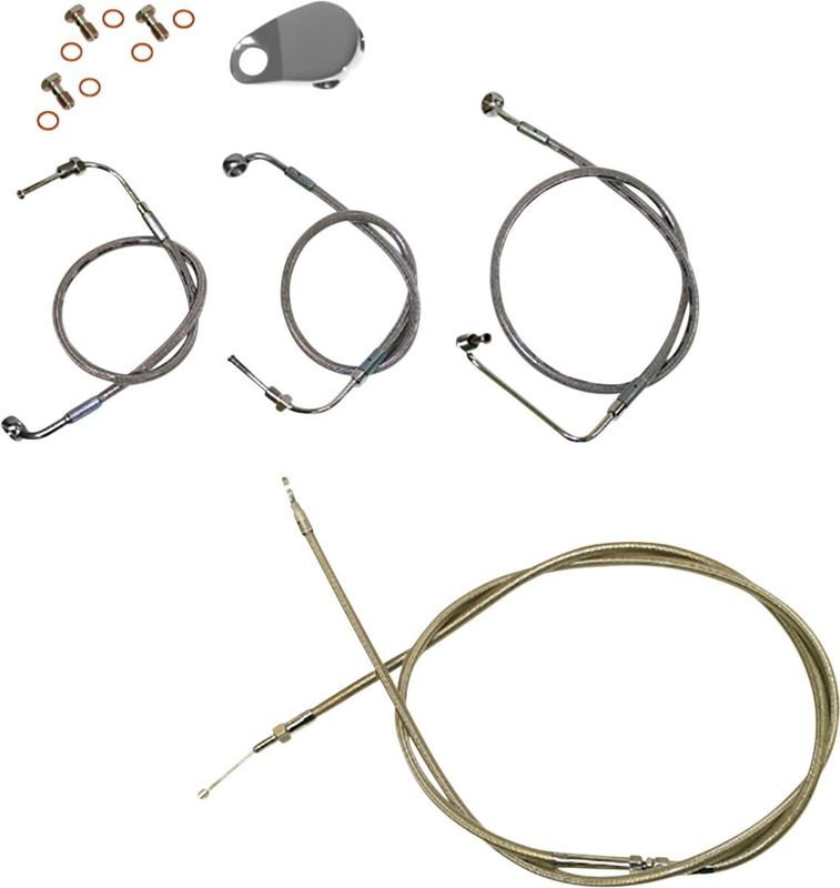 Bromsslangsats styrvajer LA Choppers 13 Abs rostfri flätad Softail 18-24