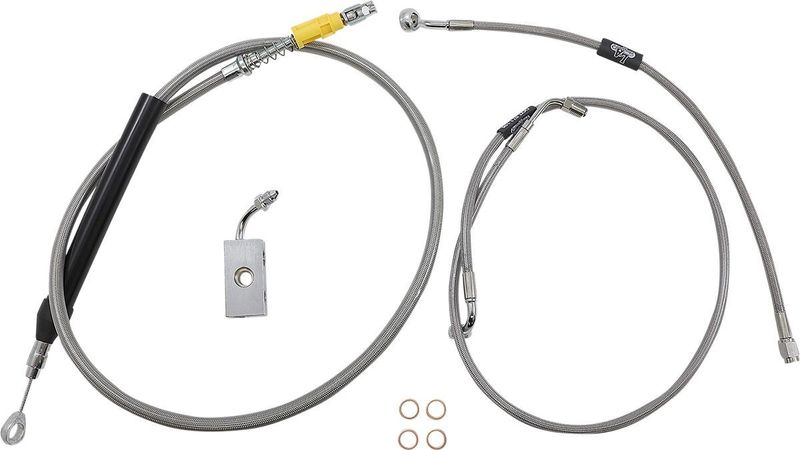 Bromsslangsats styrvajer LA Choppers 16 Abs rostfri flätad Softail 18-24