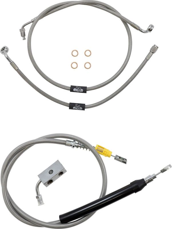 Bromsslangsats styrvajer LA Choppers 19 Abs rostfri flätad Softail 18-24